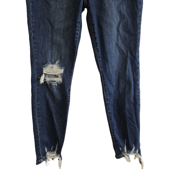 Judy Blue Relaxed Fit Jeans 29 Dark Wash Chewed Hem Distressed - Picture 3 of 7